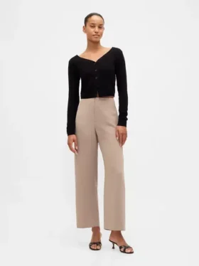 Gerad geschnittene Knöchelhose aus Twill mit hoher Leibhöhe