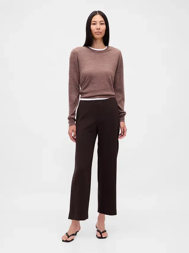 Gerad geschnittene Knöchelhose aus Twill mit hoher Leibhöhe
