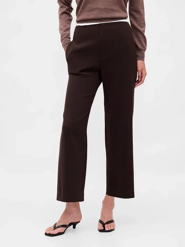 Gerad geschnittene Knöchelhose aus Twill mit hoher Leibhöhe