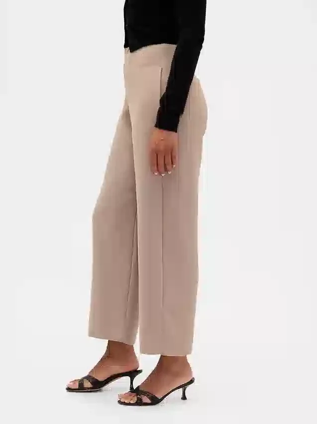 Gerad geschnittene Knöchelhose aus Twill mit hoher Leibhöhe