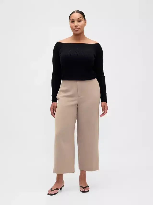 Gerad geschnittene Knöchelhose aus Twill mit hoher Leibhöhe