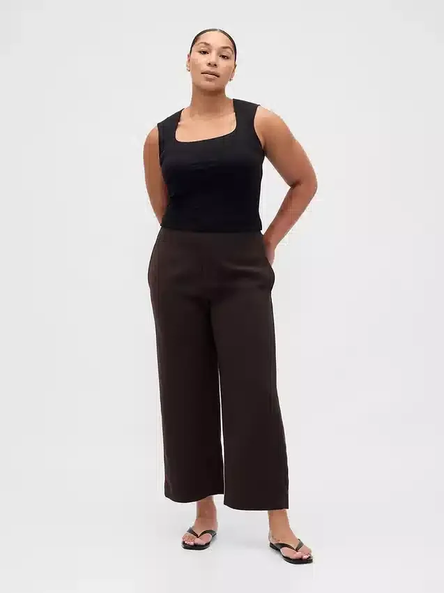 Gerad geschnittene Knöchelhose aus Twill mit hoher Leibhöhe