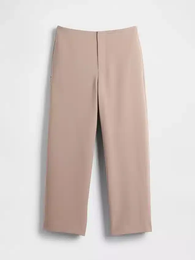 Gerad geschnittene Knöchelhose aus Twill mit hoher Leibhöhe