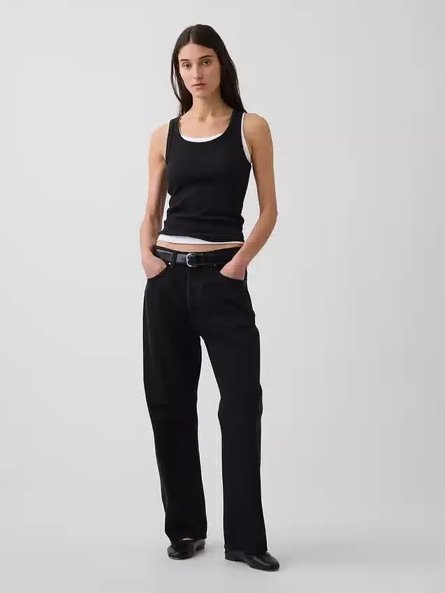 Geripptes Tanktop mit U-Ausschnitt
