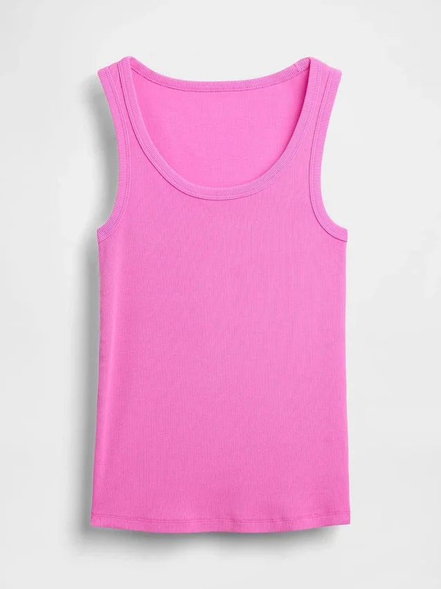 Geripptes Tanktop mit U-Ausschnitt