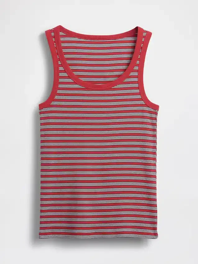 Geripptes Tanktop mit U-Ausschnitt