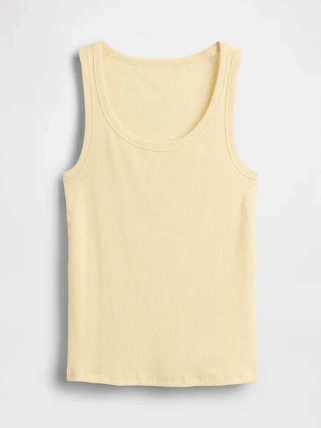 Geripptes Tanktop mit U-Ausschnitt