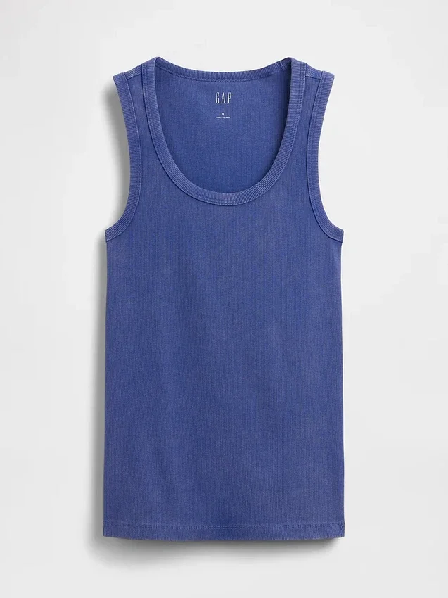 Geripptes Tanktop mit U-Ausschnitt