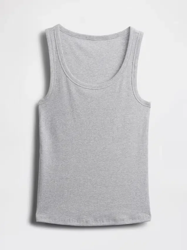 Geripptes Tanktop mit U-Ausschnitt