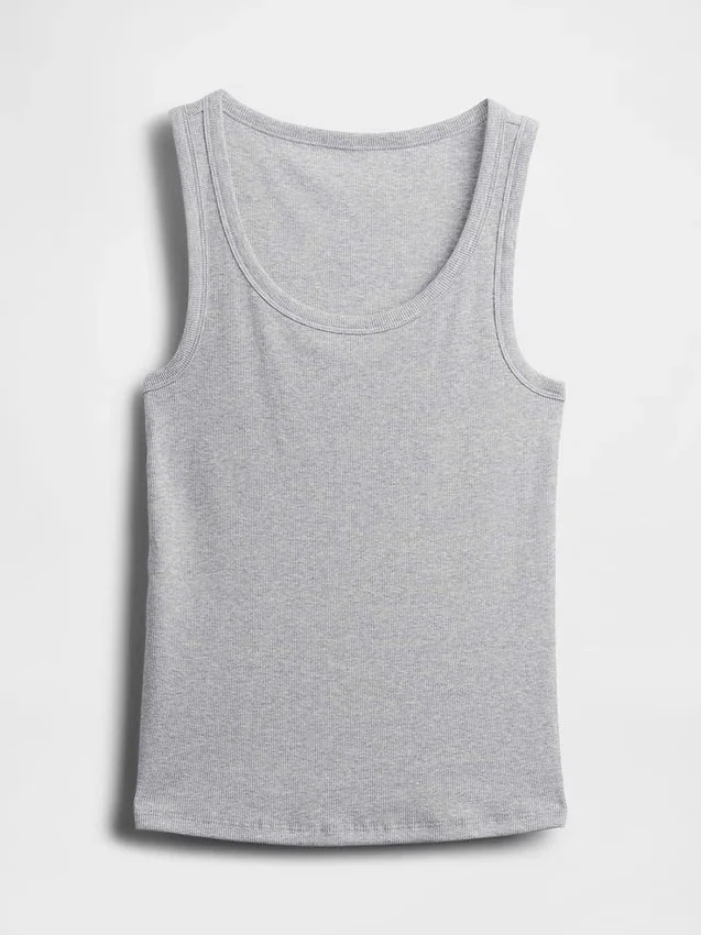 Geripptes Tanktop mit U-Ausschnitt