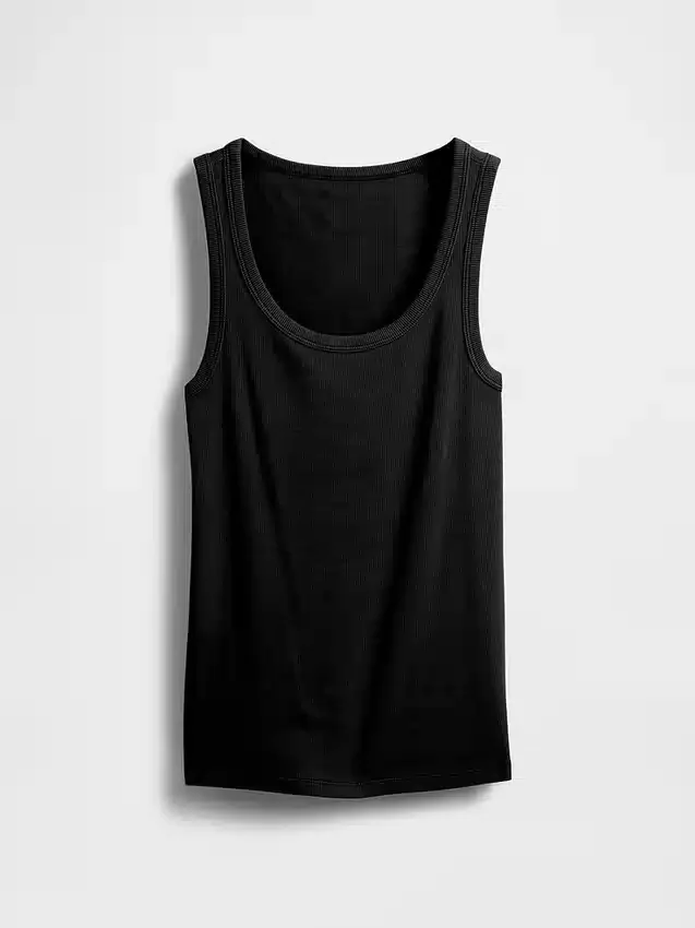 Geripptes Tanktop mit U-Ausschnitt