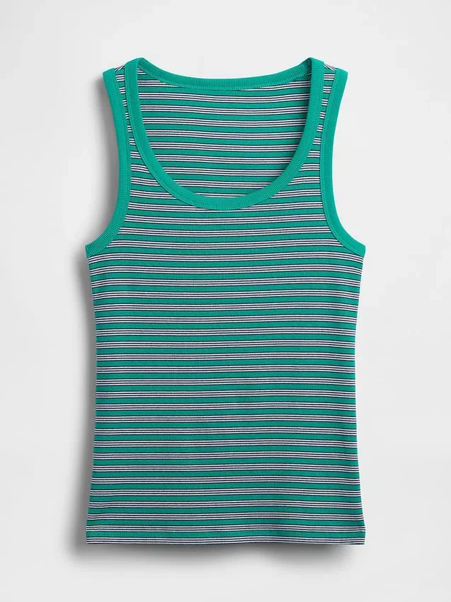 Geripptes Tanktop mit U-Ausschnitt
