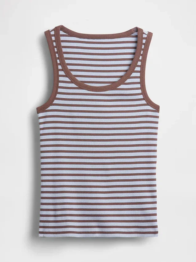 Geripptes Tanktop mit U-Ausschnitt