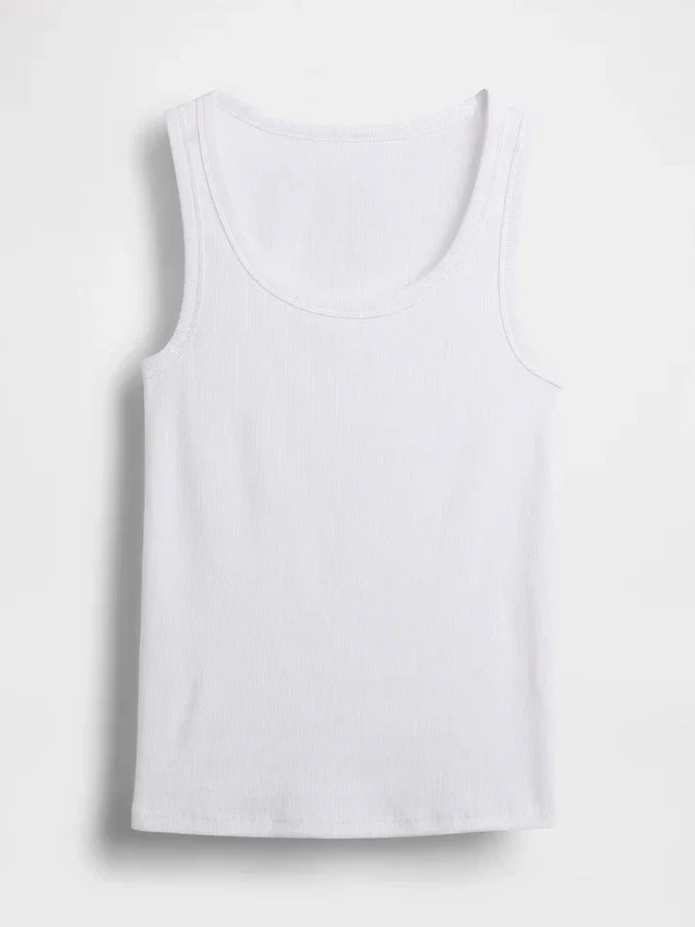 Geripptes Tanktop mit U-Ausschnitt