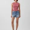 Gesmoktes Gingham-Peplum-Oberteil in verkürzter Länge