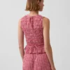 Gesmoktes Gingham-Peplum-Oberteil in verkürzter Länge