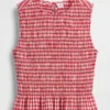 Gesmoktes Gingham-Peplum-Oberteil in verkürzter Länge