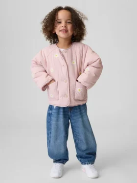 Gesteppte Jacke mit Blumenstickerei für Baby & Kleinkind