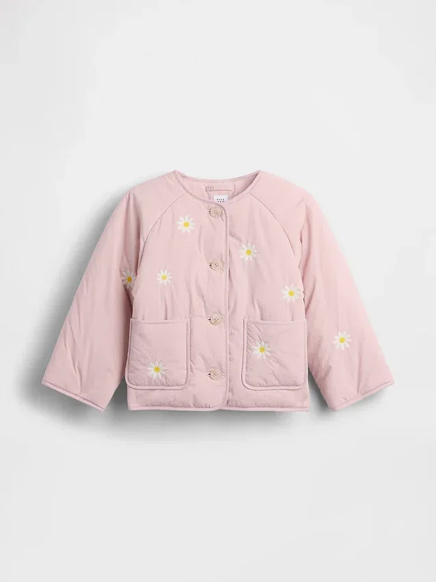 Gesteppte Jacke mit Blumenstickerei für Baby & Kleinkind