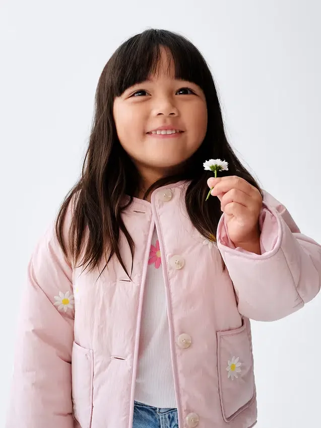 Gesteppte Jacke mit Blumenstickerei für Baby & Kleinkind