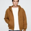 Gesteppter Kapuzenpullover mit Reißverschluss und Waffelpiqué-Futter