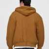 Gesteppter Kapuzenpullover mit Reißverschluss und Waffelpiqué-Futter
