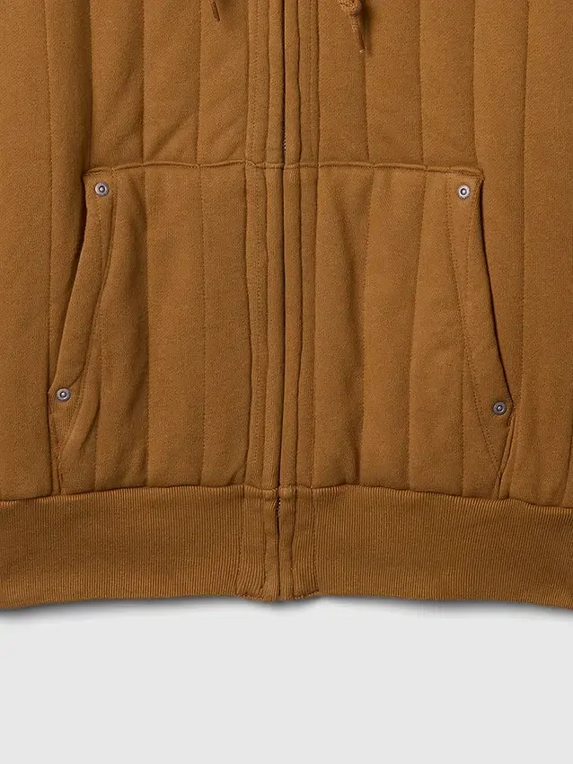 Gesteppter Kapuzenpullover mit Reißverschluss und Waffelpiqué-Futter