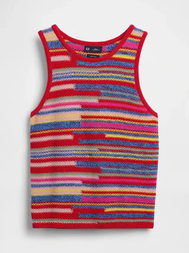 Gestreifter, kurzer Pullover aus 100 % Baumwolle