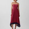 Gestreiftes Midi-Kleid im Taschentuch-Stil
