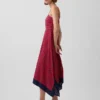 Gestreiftes Midi-Kleid im Taschentuch-Stil