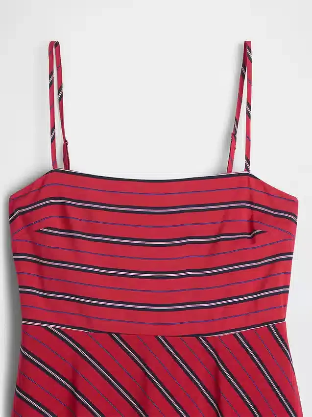 Gestreiftes Midi-Kleid im Taschentuch-Stil