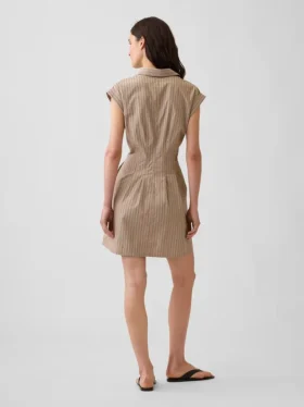 Gestreiftes Popeline-Minishirtkleid mit tailliertem Schnitt