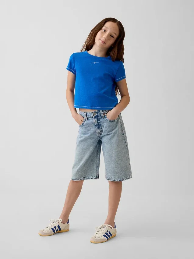 „Get Blue“ Kinder-T-Shirt mit Aufdruck