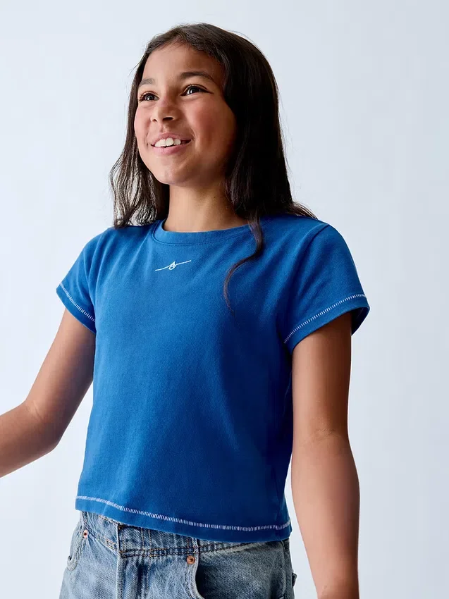 „Get Blue“ Kinder-T-Shirt mit Aufdruck