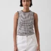 Gingham-Pointelle-Tanktop