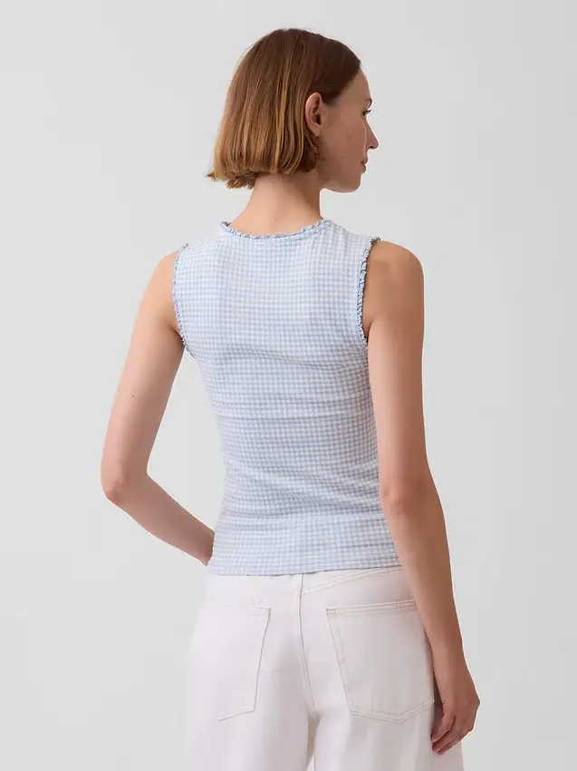 Gingham-Pointelle-Tanktop