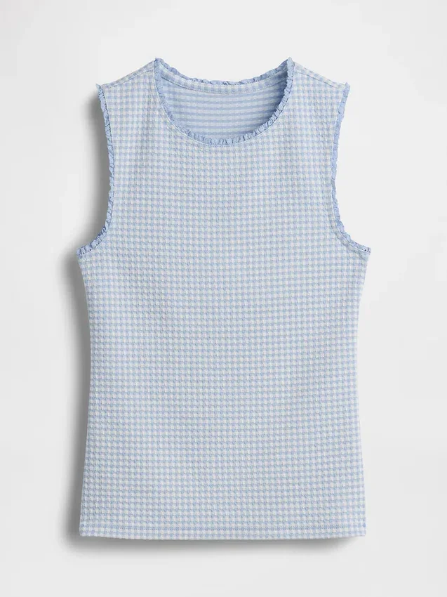 Gingham-Pointelle-Tanktop