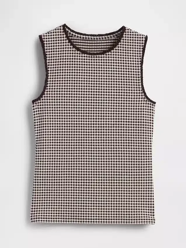 Gingham-Pointelle-Tanktop