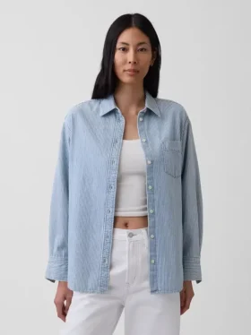 Großes Denim-Streifenhemd