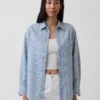 Großes Denim-Streifenhemd