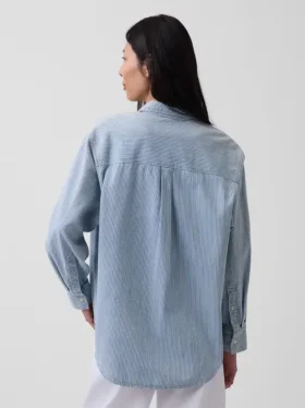 Großes Denim-Streifenhemd