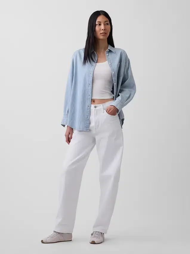 Großes Denim-Streifenhemd