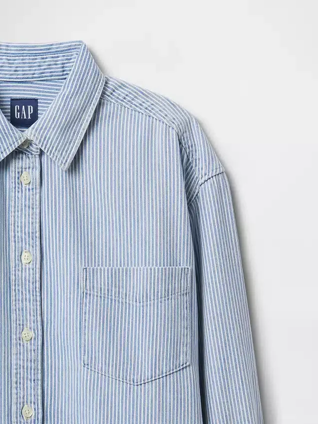 Großes Denim-Streifenhemd