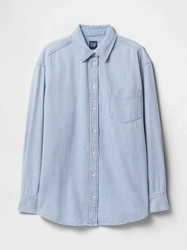 Großes Denim-Streifenhemd