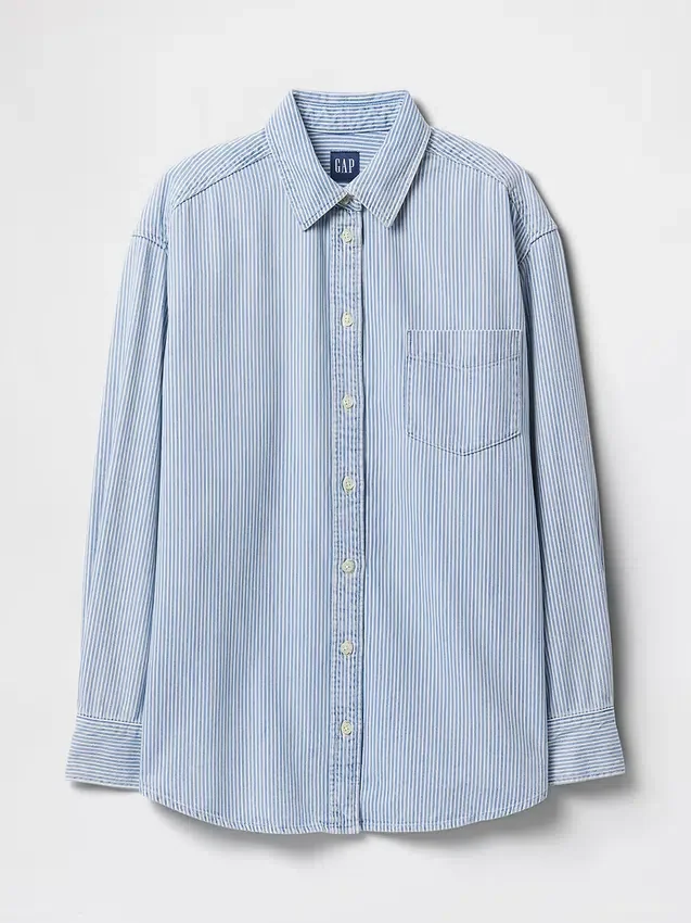 Großes Denim-Streifenhemd