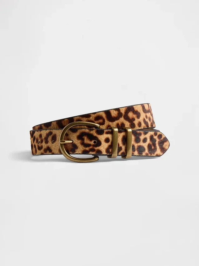 Gürtel aus Kalbshaar mit Leopardenmuster