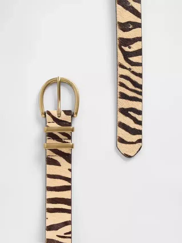 Gürtel aus Kalbshaar mit Tiger-Print
