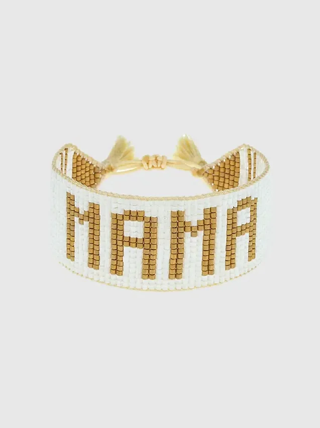 Hart Mama-Armband in Weiß und Gold