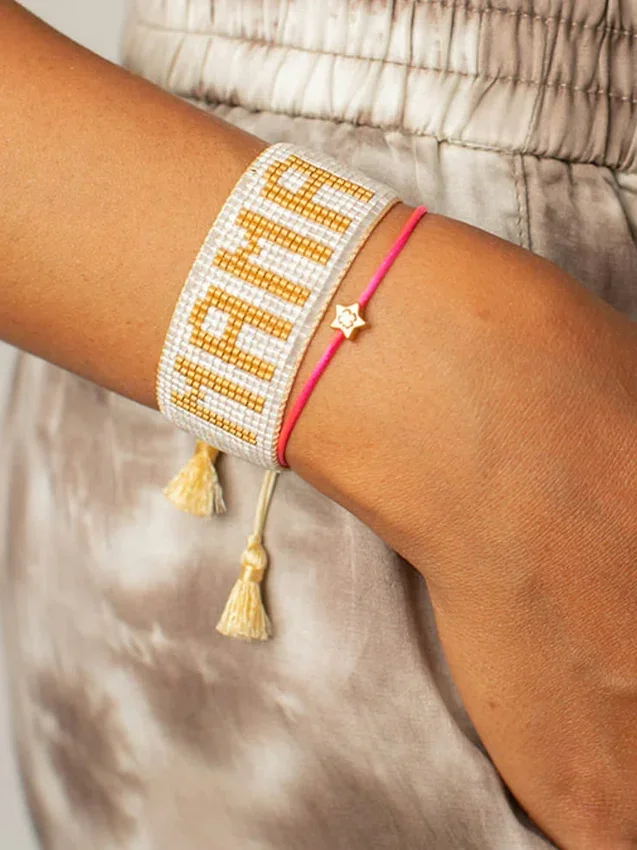 Hart Mama-Armband in Weiß und Gold