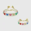 Hart „Mini and Me“ Regenbogen-Herzen-Armband-Set